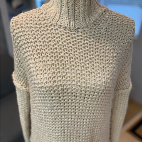 FREE PEOPLE Oversized Cable Knit Sweater Mock Turtleneck - Picture 2 of 9